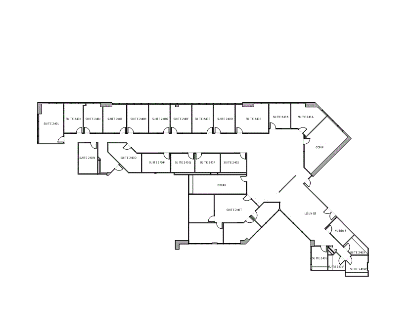 Floor plan of Flexible Office Space for Rent at 7676 Hillmont 240.WS